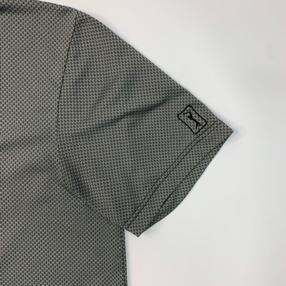 PGA Tour Polo Shirt Mens 2XL XXL Gray Black Patterned AirFlux Performance Golf - Picture 4 of 12